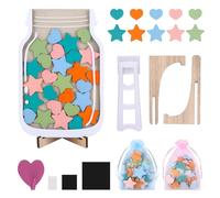 KATIMI Système de récompense magnétique pour enfants : verre de récompense avec 25 étoiles et 25 cœurs (tous en bois) ainsi que 4 types de montage - Idéal pour les salles de classe, les bureaux