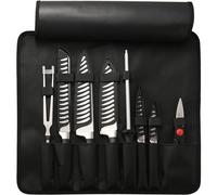 KATISUN Sacoche portable Oxford pour couteaux de cuisine, 9 fentes pour couteaux et fourchette Sac à roulettes pour outils, les couteaux sont en acier japonais 420j2, tranchant et durable