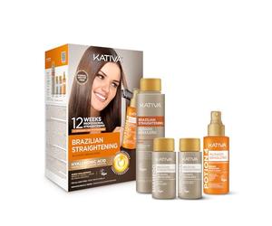 KATIVA - Kit Lissage Brésilien | Sans formol | Acide hyaluronique. Kératine végétale. Aide à dompter les frisottis. Sérum thermo-protecteur inclus