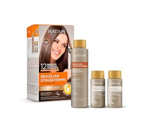 KATIVA Kit lissage brésilien - Traitement lissé professionnel à la maison - Jusqu'à 12 semaines - Lissage kératine - Kératine végétale - Sans formol - Facile à appliquer