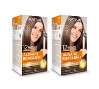Kativa Lisseur brésilien Kativa (lot de 2) - Nouvelle formule à l’acide hyaluronique - Soin lissant professionnel à domicile - Dure jusqu’à 12 semaines - Lissage à la kératine - Formule végétalienne
