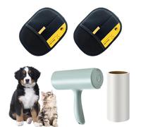 KATKLU 2 Piece Hair Removal Gloves and Sticky Roller, Reusable Anti-Static Pet Hair Removal Gloves for Dogs and Cats, Furniture Clothes Cars, Pet Hair Brushes (Gants d'épilation 2 pièces et rouleau ad
