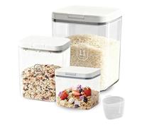KATLKIU Boîte à Riz 11L + 5,5L + 1,2L - Récipient Alimentaire Hermétique Sans BPA, Transparent & Empilable avec Doseur - Pour Riz, Farine, Pâtes, Croquettes - Cuisine & Garde-Manger