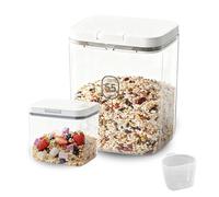 KATLKIU Boîte à Riz 5,5L + 1,2L - Récipient Alimentaire Hermétique Sans BPA, Transparent & Empilable avec Doseur - Pour Riz, Farine, Pâtes, Croquettes - Cuisine & Garde-Manger