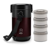 KATLKIU Thermos Alimentaire Chaud avec 4 Compartiments Séparés, Boîte Isotherme Repas 2.6L, Gamelle Isotherme pour Repas Chaud, TTravail, Étudiants, Travailleurs, Avec Couverts et Sac Isotherme(Rouge)