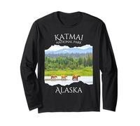 Katmai National Park Alaska Grizzly Bear Wildlife Hommes Garçons Manche Longue