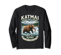 Katmai National Park Brooks Falls Alaska Grizzly Bear Emblème Manche Longue