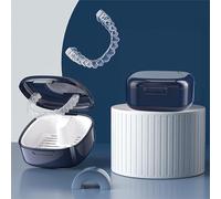 katmerio Boîte à prothèses dentaires avec tamis, anti-fuite, récipient portable pour fausses dents, récipient hygiénique pour le rangement de prothèses dentaires (Bao bleu)