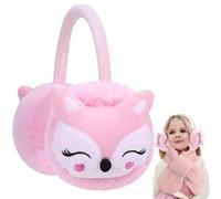 katmerio Cache-Oreilles pour Filles, Cache-Oreilles d'hiver en Peluche, Motif Renard Mignon Ajustables en Peluche Couvre Oreille pour Hiver Activités de Plein Air - Rose