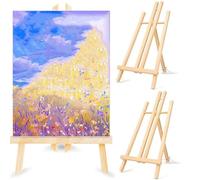Katmerio Chevalet, 2 Pièces Bois, Mini, Pliable et Stable pour Peinture, Affichage Photo, Dessin, Présentation - 19 x 30 cm
