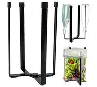 katmerio Égouttoir à bouteilles, porte-bouteilles, pliable, en métal, porte-bouteilles, porte-biberon, support de séchage pour 4 tasses de tailles différentes, noir