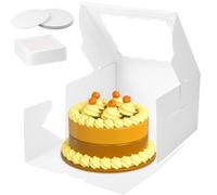 katmerio Lot de 10 boîtes à gâteau de 30,5 x 30,5 x 30,5 cm, blanches, avec fenêtre, pour transport de gâteaux, pâtisseries (30,5 x 30,5 x 30,5 cm)