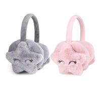 katmerio Lot de 2 cache-oreilles d'hiver en peluche pour enfants - Cache-oreilles réglables - Cache-oreilles en peluche d'hiver - Cache-oreilles d'extérieur (rose, gris), gris, L