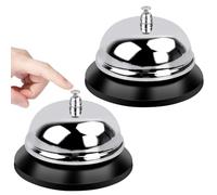 katmerio Lot de 2 cloches de table en métal - Sonnette de réception en acier inoxydable - Petite cloche de service - Sonnette de table avec son clair - Pour cuisine, restaurant, hôtels et bars