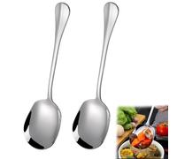 katmerio Lot de 2 Cuillères de Service en Acier Inoxydable de 25 cm avec Longues Poignées pour Salade, Soupe et Restaurant
