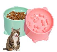 katmerio Lot de 2 gamelles anti-glouton surélevées pour chat - Pour chats et petits chiens