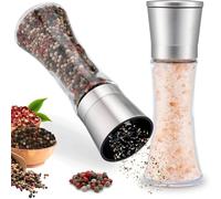 katmerio Lot de 2 moulin à sel et poivre, moulin à sel et moulin à sel, moulin à épices réglable en céramique pour épices, poivre, sel et piment