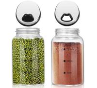 Katmerio Lot de 2 pots à épices avec couvercle - 150 ml - En verre borosilicate - 4 types de trous d’épices - Cuisine et barbecues