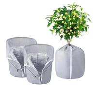 katmerio Lot de 2 protections thermiques pour plantes en extérieur - 50 x 45 cm - Protection hivernale avec cordon de serrage - Protection contre le gel pour plantes - Gris