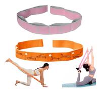 katmerio Lot de 2 sangles de yoga extensibles - Bandes de résistance - Bande d'entraînement avec carte de guide - Plusieurs boucles réglables - Pour fitness, danse, gymnastique (orange et rose)