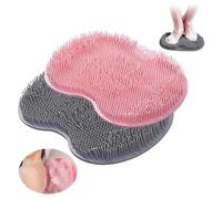 katmerio Lot de 2 tampons de massage antidérapants en silicone - Pour le dos et les pieds - Avec ventouse en silicone - Soulage la fatigue des pieds - Gris et rose