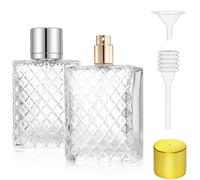 katmerio Lot de 2 vaporisateurs de parfum de 100 ml, vaporisateurs de parfum portables, vaporisateurs de parfum de voyage pour homme et femme, vaporisateur de poche avec pipettes et entonnoir pour