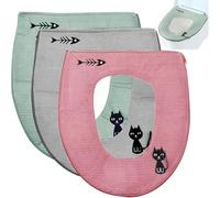 katmerio Lot de 3 housses de siège de toilette, chaudes, universelles avec fermeture éclair et lavable, imperméables, antibactériennes