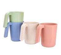 katmerio Lot de 4 gobelets incassables, 350 ml, avec poignée, en plastique incassable, sans BPA, réutilisables, pour enfants et adultes