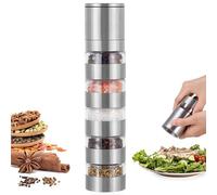 katmerio Lot de mini pots à épices 5 en 1 avec couvercle, pour voyage et pique-nique avec moulin à épices, en acier inoxydable, boîtes à épices portables pour pique-nique, barbecue, voyage