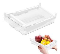 katmerio Organisateur de réfrigérateur extensible - Boîte de rangement, Bac de rangement pour réfrigérateur - Boîte de rangement transparente - Pour aliments, boissons, œufs, fruits