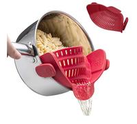 katmerio Passoire à clipser en silicone résistant à la chaleur pour riz, pâtes, spaghetti, bœuf moulu, ajustement universel pour toutes les casseroles et bols (rouge)