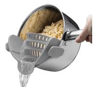katmerio Passoire à clipser pour riz, pâtes, spaghetti, bœuf moulu, ajustement universel pour toutes les casseroles et bols (gris)