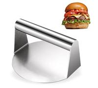 katmerio Presse à hamburger en acier inoxydable 304, ronde de 14 cm, presse à hamburger professionnelle, accessoire de barbecue, pour barbecue plat, graisse à presser, convient à un usage alimentaire