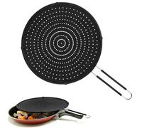katmerio Protection anti-éclaboussures en silicone pour poêle à frire, 32 cm, protection anti-éclaboussures avec poignée pliable, protection anti-éclaboussures universelle, convient pour la cuisson et