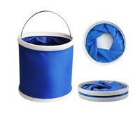 katmerio Seau pliable de 13 l - Seau rond - Seau à eau portable pour la pêche - Pot à eau peu encombrant pour l'extérieur - Bleu