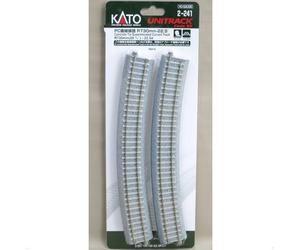 Kato 2-241 Rail Courbe / Curve Track Concrete Tie Inclined R730 22.5° 4pcs - HO
