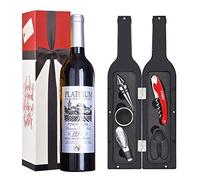 Kato Ensemble Cadeau d'accessoires pour Bouteille de vin - Tire-Bouchon, Bouchon, aérateur, Coupe-Papier, Anneau de Goutte, kit de vin, Cadeau de la Saint-Valentin pour Les Amateurs de vin, Argent