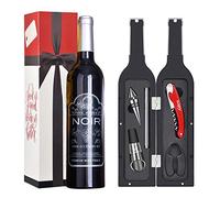 Kato Ensemble d'accessoires pour Le vin, kit de Tire-Bouchon à vin avec Autocollants de Boisson, Cadeau Parfait de 5 pièces pour la Saint-Valentin pour Les Amateurs de vin et Les buveurs, Argent