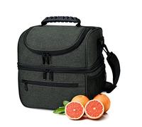 Kato Tirrinia Cool Bag 13L Sac Lunch Isotherme avec bandoulière réglable pour Stockage de la Chaleur Froid Sac de Pique-Nique Sac Thermique Sac de Repas pour Le Travail déplacement Homme Charcoal