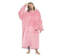 Kato Tirrinia Couverture à capuche longue, sweat-shirt Sherpa surdimensionné, couverture longue super douce et chaude, pull à poche géant confortable à capuche adultes femmes hommes ados, Rose