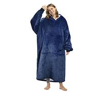 Kato Tirrinia Couverture à capuche longue, sweat-shirt Sherpa surdimensionné, couverture longue super douce et chaude, pull à poche géant confortable à capuche adultes femmes hommes, Bleu foncé