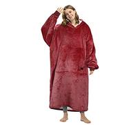 Kato Tirrinia Couverture à capuche longue, sweat-shirt Sherpa surdimensionné, couverture longue super douce et chaude, pull à poche géant confortable à capuche adultes femmes hommes ados, Vin