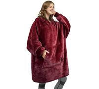 Kato Tirrinia Couverture à capuche, sweat-shirt Sherpa surdimensionné, couverture portable chaude super douce, pull à poche géant confortable à capuche géant adultes hommes femmes, vin rouge