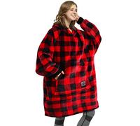 Kato Tirrinia Couverture à capuche, sweat-shirt Sherpa surdimensionné, couverture portable chaude super douce, pull à poche géant confortable à capuche géant adultes hommes femmes, Plaid rouge