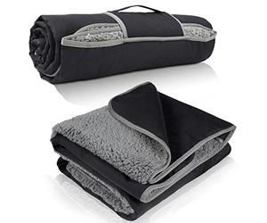 Kato Tirrinia Couverture de Pique-Nique imperméable, Couverture extérieure Lavable avec Doublure en Sherpa, Couverture de Camping 130 x 150 cm Coupe-Vent épais rembourré Chaud Pliable