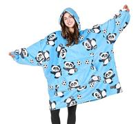 Kato Tirrinia Couverture sweat à capuche chaude surdimensionnée en flanelle douce pour femme, sweat à capuche confortable, cadeau confortable pour adultes, hommes, femmes, adolescents, Football Panda