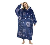 Kato Tirrinia Longue couverture à capuche avec manches - Pull douillet, cadeau pour femme et homme, en polaire douce, sherpa, couverture à habiller pour adultes, astrologie marine