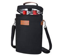 Kato Tirrinia Porte-fourre-tout à vin isolé - Sac isotherme à vin rembourré de voyage de 2 bouteilles avec poignée et bandoulière réglable, cadeau idéal pour les amateurs de vin