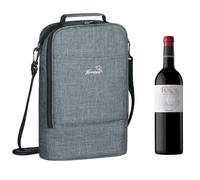 Kato Tirrinia Sac à Glace pour 2 Bouteilles Sac à vin Isotherme Sac à vin Portable avec Sangle en Verre Sangle Verre à vin Sac à Glace Pique-Nique fête dégustation de vin, 23 x 9 x 35 cm