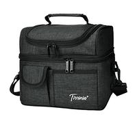 Kato Tirrinia Sac à Lunch Isotherme fourre-Tout Isotherme étanche pour Homme et Femme Boîte à Lunch étanche à Double Compartiment avec bandoulière et Poches Avant 10,3" x 7,5" x 8,6" Anthracite